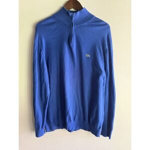 Lacoste Sweater Men Size 7(XXL)‎  Blue Quarter Zip